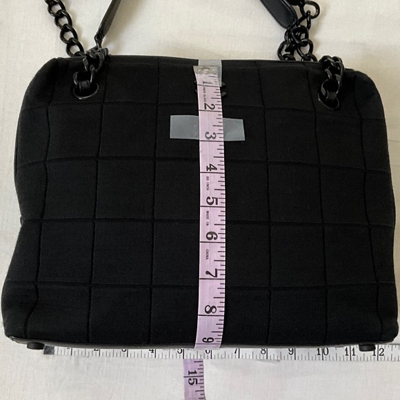CHANEL Vintage Jersey Square Quilt Shoulder Tote Black - Picture 12 of 15
